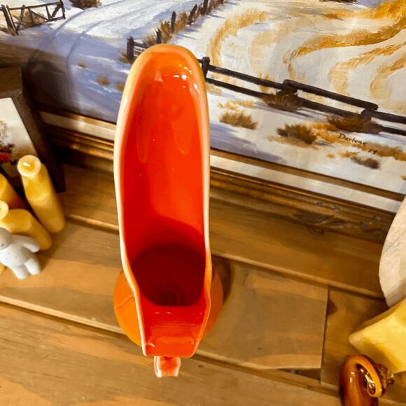 Vintage L E Smith Bittersweet Orange Slag Glass Ewer Candle Holder DO NOT BUNDLE - Picture 3 of 5